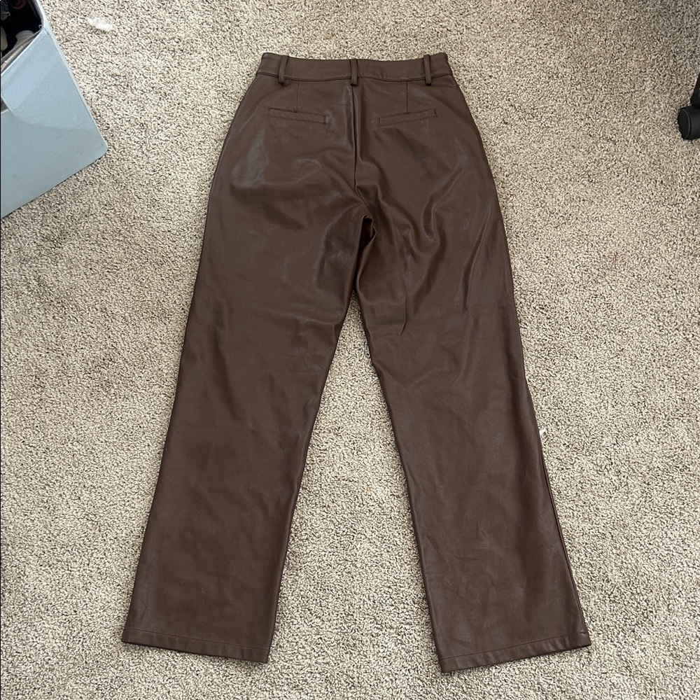 Women’s Straight Leg Leather Brown Pants